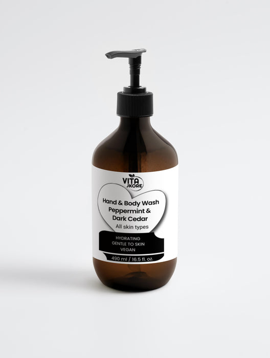 Hand & Body Wash, Peppermint & Dark Cedar 490 ml