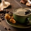 Mushroom coffee in green cup